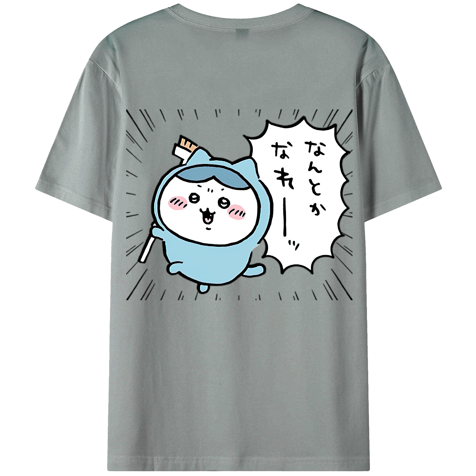 （画像用） ちいかわ ハチワレ Chii-kawa hachiware 綿100％ メンズ半袖Tシャツ（バックプリント） 通気性